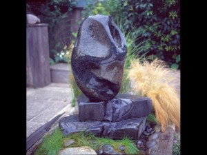 Singing Goddess garden art yard sculptures stone artist abstract sculpture